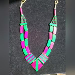 Reversible Vintage Colorful Statement  Necklace